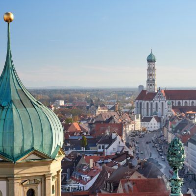 View of Augsburg from the Perlachturm tower