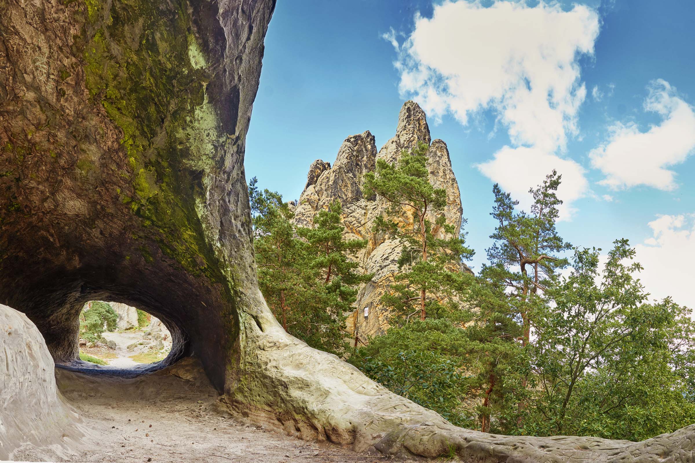 Panorama auf Hamburger Wappen an der Teufelsmauer