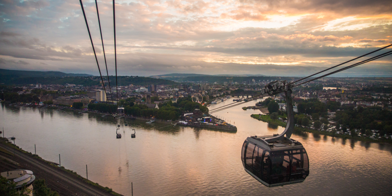 In Koblenz geht es per Seilbahn zur Festung Ehrenbreitstein