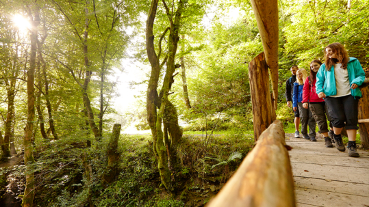 Wanderer wandern entlang der wilden Endert