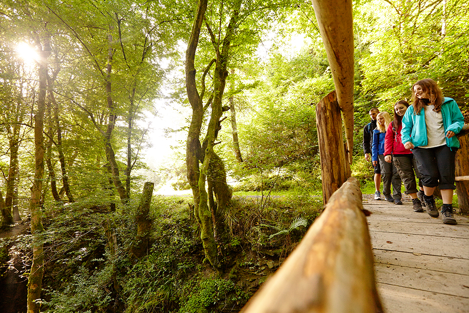 Wanderer wandern entlang der wilden Endert