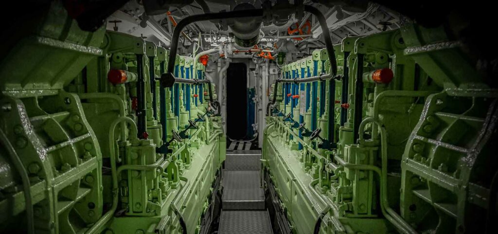 Foto vom Inneren des U-Boots am Marine-Ehrenmal in Laboe