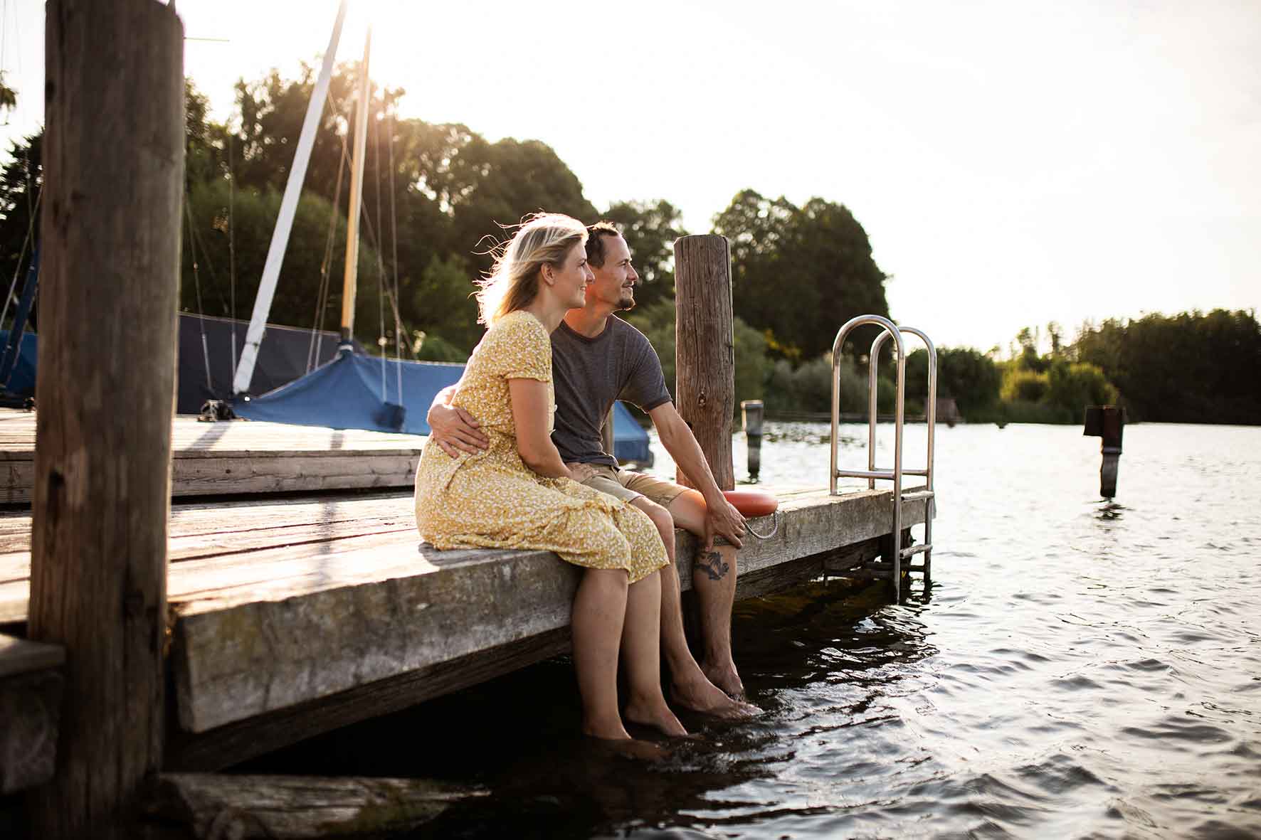 Couple at Schleswig Holstein water pier